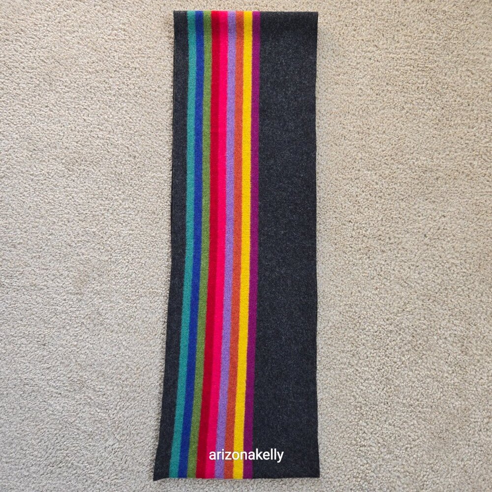 Striped Wool Scarf Green Grove Weavers Scotland - Picture 9 of 10